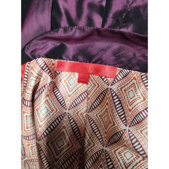 Shamask Printed Lined Sangria Open Front Jacket 3 - Picture 3 of 5